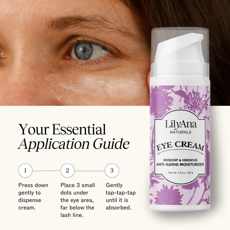 [Australia] - LilyAna Naturals Eye Cream for Dark Circles and Puffiness, Under Eye Cream for Wrinkles and Bags, Anti Aging Eye Cream helps Improve Dryness; for Sensitive Skin - 1.7 oz - Made in USA Bottle 1.7 Ounce (Pack of 1) 
