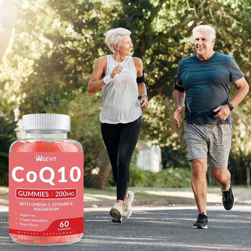 CoQ10 Gummies, CoQ10 200MG with Omega 3, EPA + DHA, Magnesium, Vitamin E | Co Q10 Supplements, Coenzyme Q10 for Adults, Sugar Free, Vegan 60 Count (Pack of 2)
