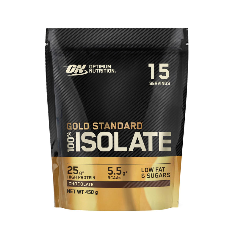 Optimum Nutrition Gold Standard 100% Isolate for Muscle Support and Repair, High Whey Protein Powder with BCAA Amino Acids, Low Sugar, Low Fat Sports Nutrition, Chocolate Flavour, 15 Servings, 450g 15 Servings (Pack of 1)