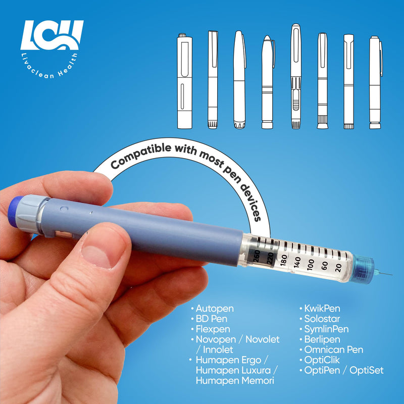 [Australia] - (150 Ct) LivaClean Health Pen Needles for Insulin - 32G x 4mm (5/32"), Universal Fit for Most Pen Injectors, Diabetic Needles, Individually Packaged, Safe and Convenient Use 
