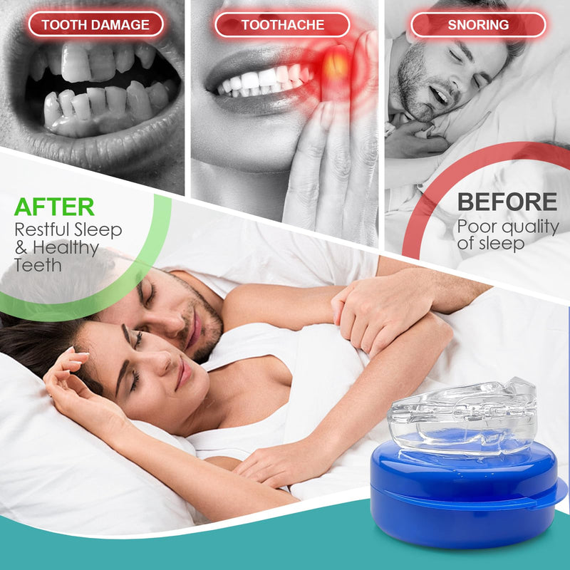 [Australia] - Anti-snoring splint, dental splint for grinding, mouth guard for teeth grinding, mouth guard for night protection, improves sleep quality, bite splint against teeth grinding for men and women, transparent 