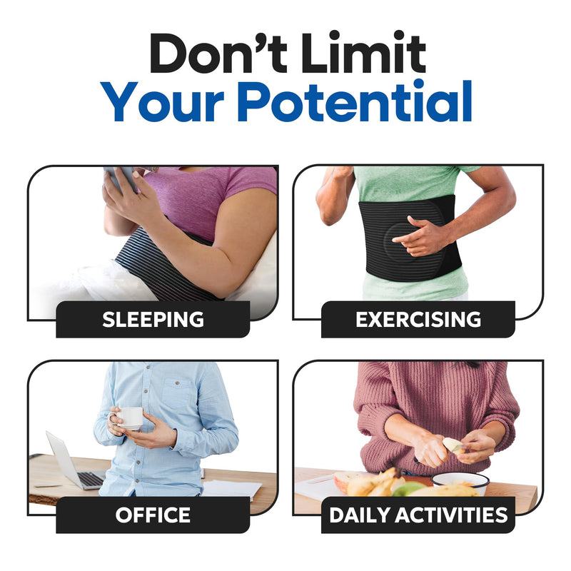 Plus Size Hernia Belt for Women or Men | C Section Belly Binder & Abdominal Binder | Post Surgery & Pregnancy Tummy Tuck | Hysterectomy, Umbilical Hernia Men & Women | Postpartum Belly Band Wrap | (XXL) 51" - 62" Black 2X-Large