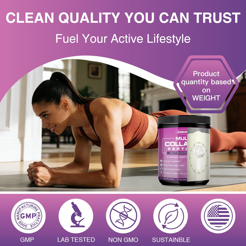 ZEBORA Multi Collagen Peptides for Women, Unflavored, 35 Servings | Hydrolyzed Collagen with D-Mannose and Womens Probiotics, Supports Skin, Hair, Nails, and Urinary Tract Health 12.35 Ounce (Pack of 1)