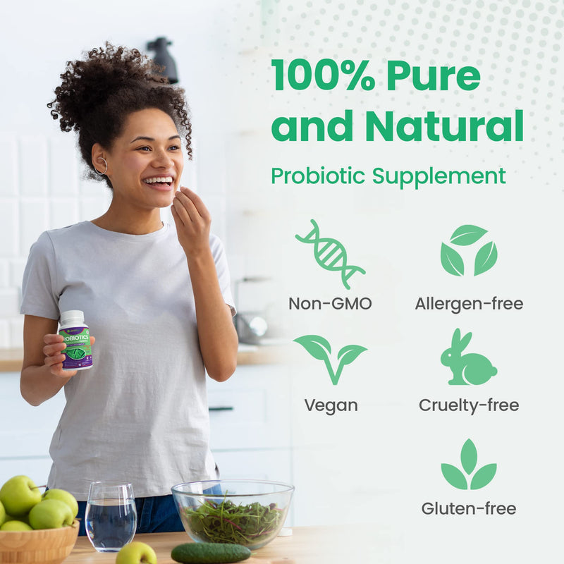 Probiotics for Women and Men with Prebiotics – Gut Health & Digestive Support Supplement – Anti-Bloating Probiotic Complex – 90 Vegan Capsules 90 count (Pack of 1)