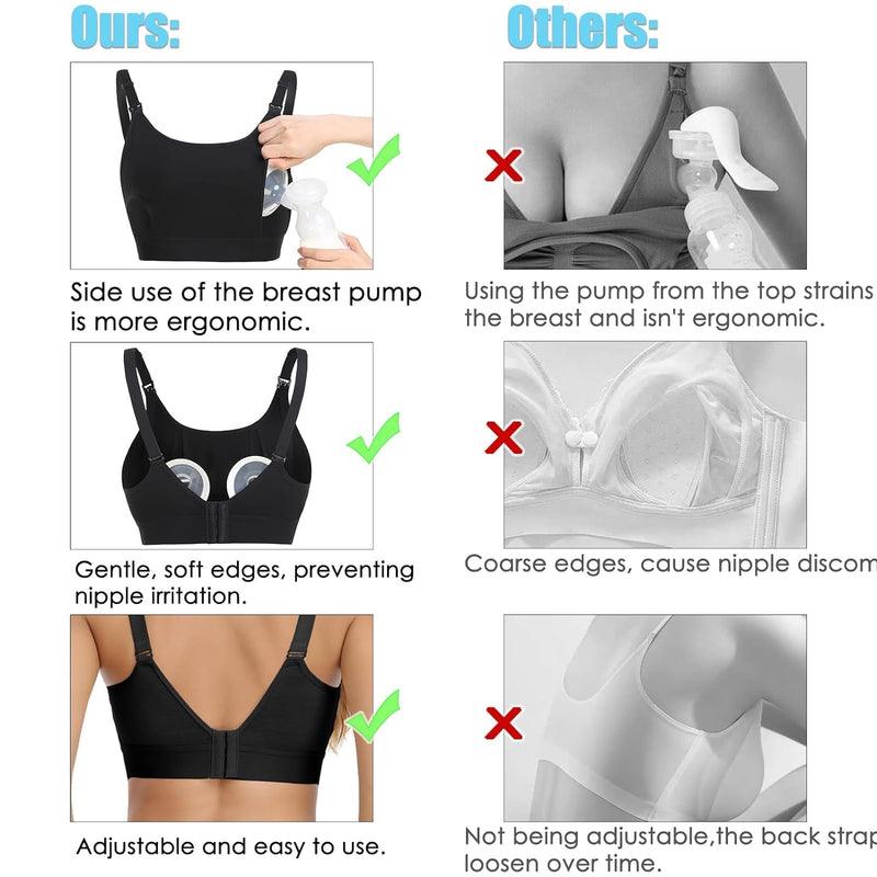 [Australia] - Hands Free Pumping Bra Hands-Free Breast Pump Bra Nursing Bras for Pumping Adjustable Breast-Pumps Holding and Nursing Bra Black Large 