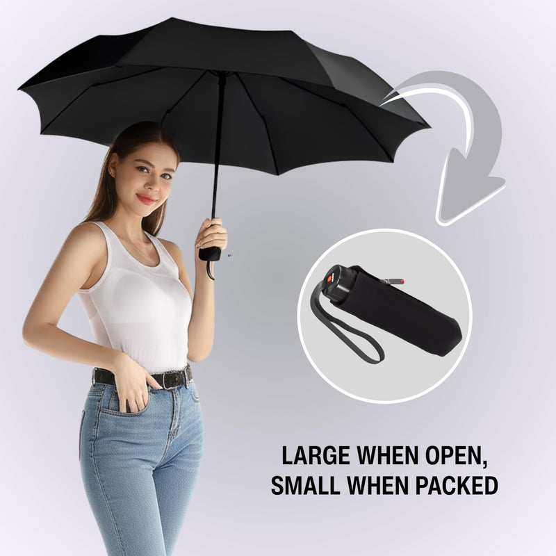Knirps T.020 Small Manual Open Close Rain Umbrella - Compact Travel Umbrella for Adults Black