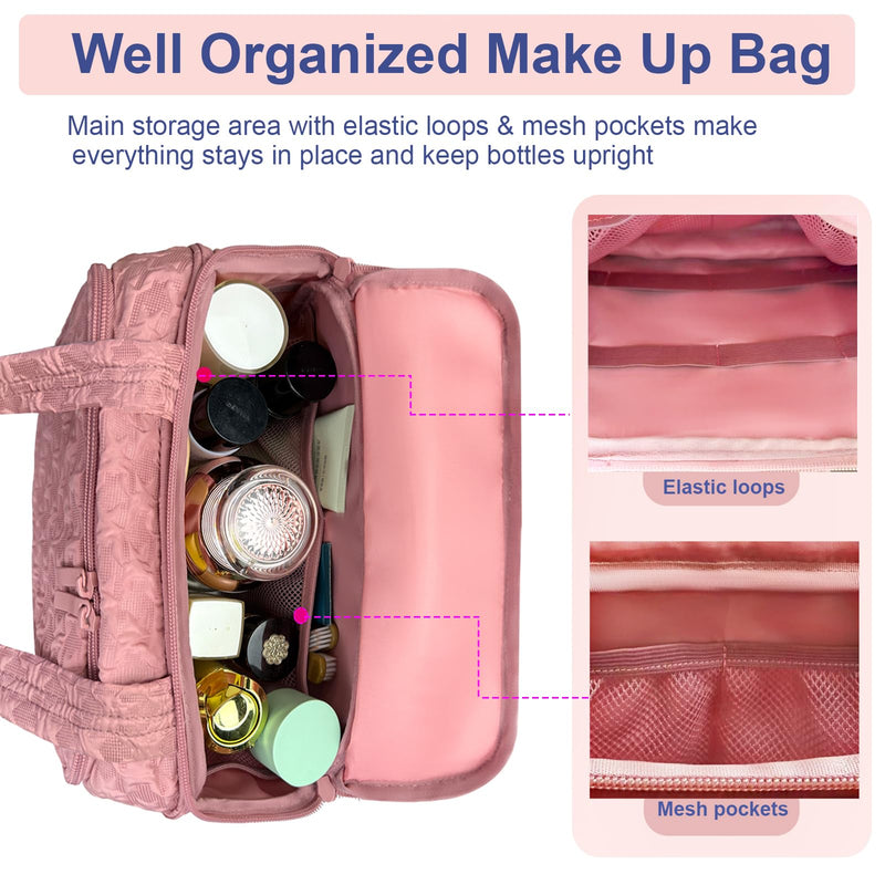 SMONT Tactical Toiletry Bag for Men Kahaki & Toiletry Bag for Traveling Women Pink
