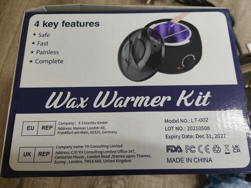 [Australia] - Wax warmer waxing set wax hair removal at home: wax machine 4 packs of wax beads and 30 wooden spatulas, wax hair removal face body women men black 100B 