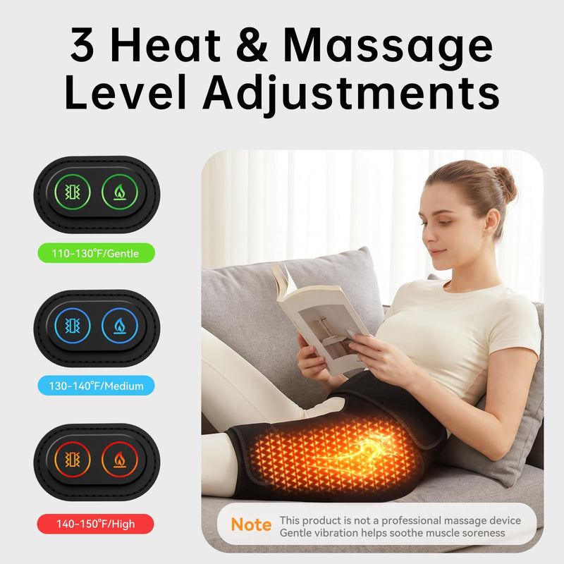 Cordless Heated Massage for Hip,Sciatica Pain Relief,5000mAh Power Bank,Hip Support Brace,Relief Waist Pain,Lower Back,Thigh,Buttock Electric Heating Pad,3-Level Heat Therapy, Holiday Gifts Hip Heating pad