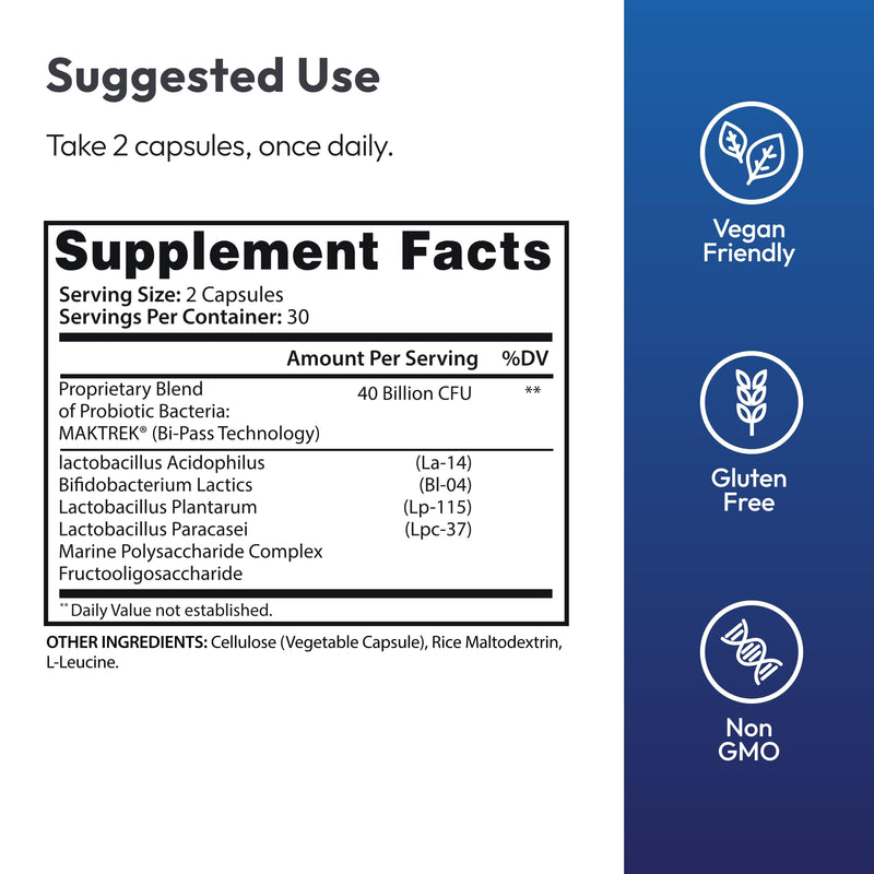 Justified Laboratories Clear Nails Plus Max - 60 Capsules - Probiotic Formula with 40 Billion CFU - 30 Servings