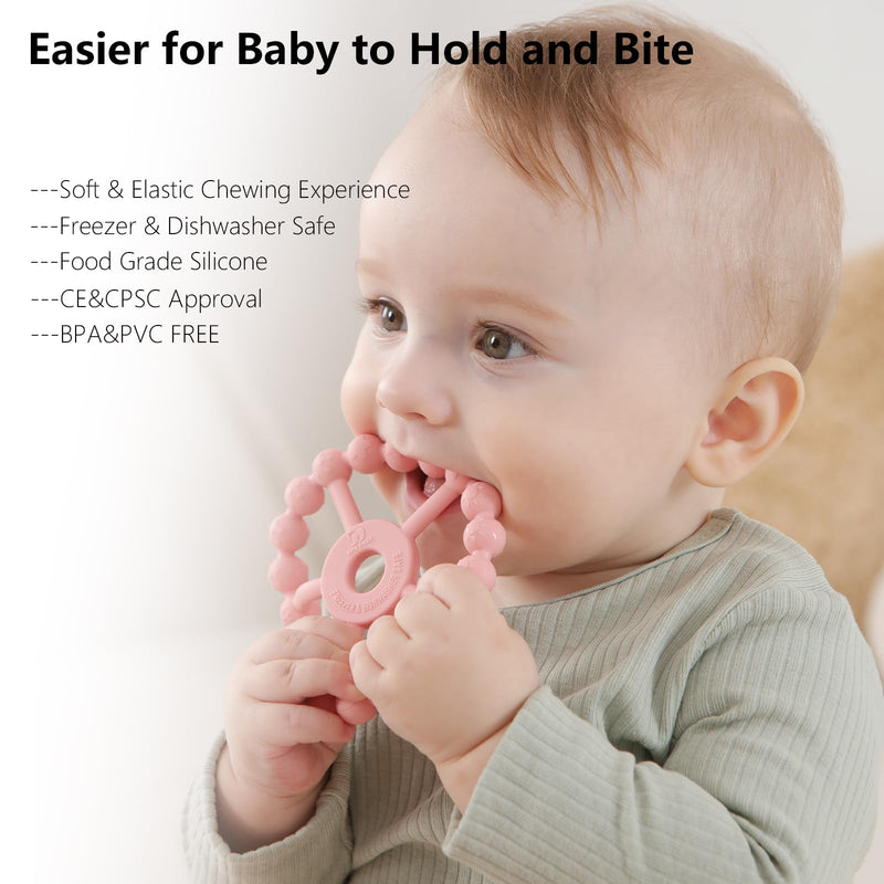 [Australia] - 3 Pack Ring Teether Baby Infant Toys, Baby Essentials, Silicone Teething Ring Toys for Babies 6 Months, Seposeve Toddler Teethers 6-12 Months 12-24 Months, Infant Teething Relief, Purple Pink White 