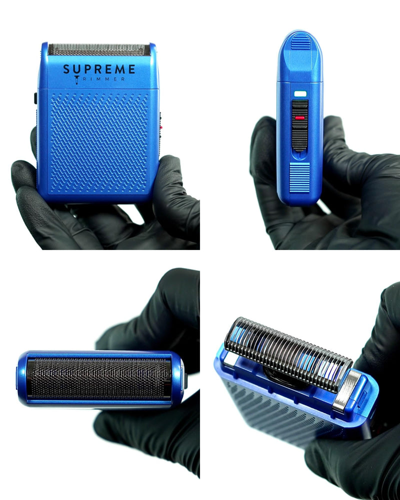 Supreme Trimmer Solo Single Foil Shaver for Pocket | 150 Min Runtime Cordless use, Powerful USB-C Mini Travel Razor for Professional & Home use | STF101 Blue
