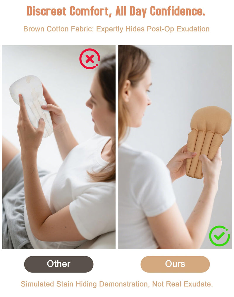 [Australia] - Lymphedema Axilla Pillow, Large Mastectomy Pillows Post Op Cotton Lumpectomy Recovery Supplies for Armpit Pain Relief Brown 2Pcs 