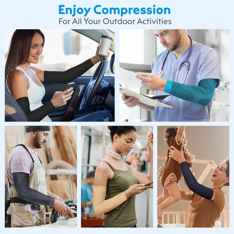 [Australia] - KEKING¬Æ Compression Arm Sleeves, Firm 20-30mmHg Graduated Compression Full Arm Support for Recovery, Pain Relief, Tendonitis, Golfers & Tennis Elbow Brace, Workouts Sports - Latex Free Black S Small (1 Pair) 