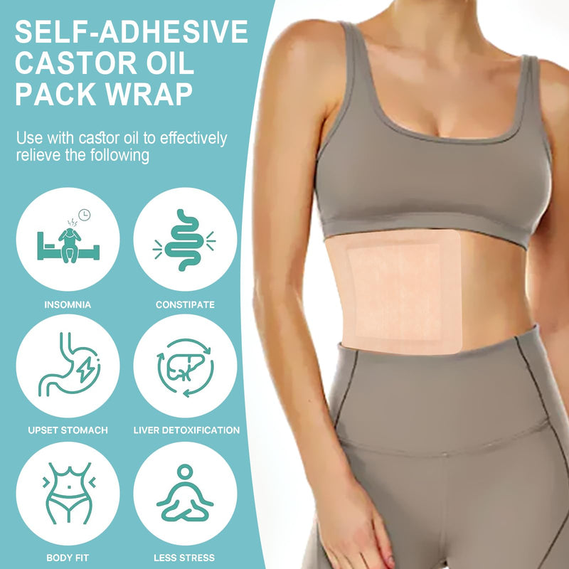 [Australia] - 10Pcs Castor Oil Pack Wrap, Castor Oil Packs for Liver, Highly Absorbent 8.7"*7.9" Self-Adhesive Castor Oil Wrap Organic Cotton, No Wash, Easy to Use, Anti-Seepage(Oil Not Included) 10 Count (Pack of 1) 