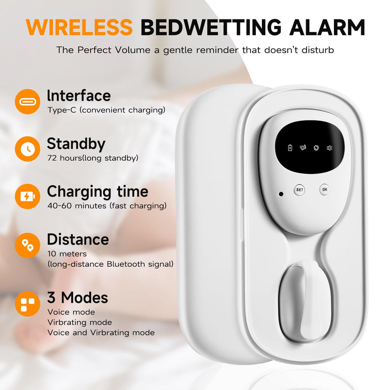 [Australia] - Bed Wetting Alarm for Boys and Girls, Wireless Pee Alarm with Magnetic Sensor,High Sensitivity, Loud Sound, Strong Vibration, Bedwetting Solutions for Kids and Elderly 