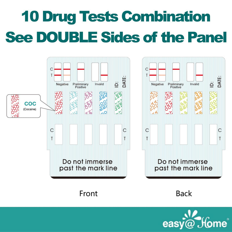 Easy@Home 15 Pack Multi-Drug Screen Test, 10 Panel Urine Drug Tests Kit | Urine Drug Testing Kit for All 12 Drugs AMP/BZO/COC/THC/MET/MOR/OXY/BAR/MDMA/PCP/MTD/PPX, Home Use Panel Dip Card, EDOAP-1124