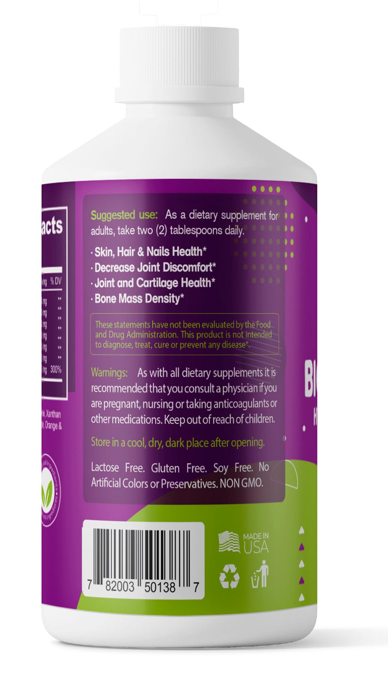 Liquid Collagen for Women & Men (16 oz) Extra Strength hydrolyzed Collagen peptides, with Vitamin C, Glowing Skin Support, Hair, Muscles, Nail Supplement, Gluten Free, Non GMO (1) 1