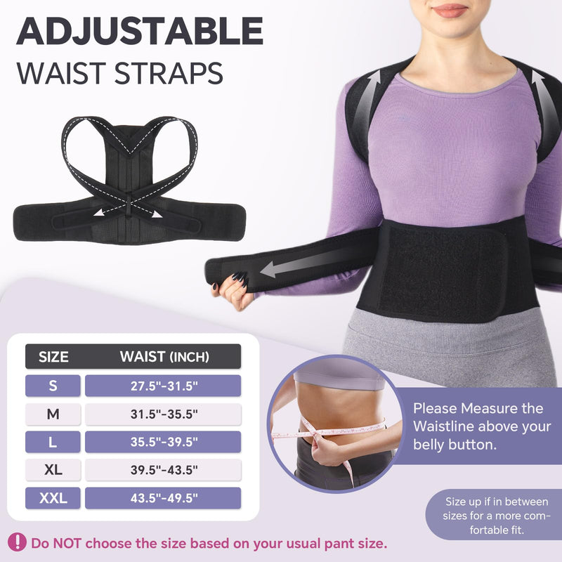 Back Brace for Women and Men Posture Corrector with Adjustable Lumbar Support - Shoulder Upper Lower Back Pain Relief for Hunchback Scoliosis Sciatica - Breathable Design (39.5''-43.5'') X-Large