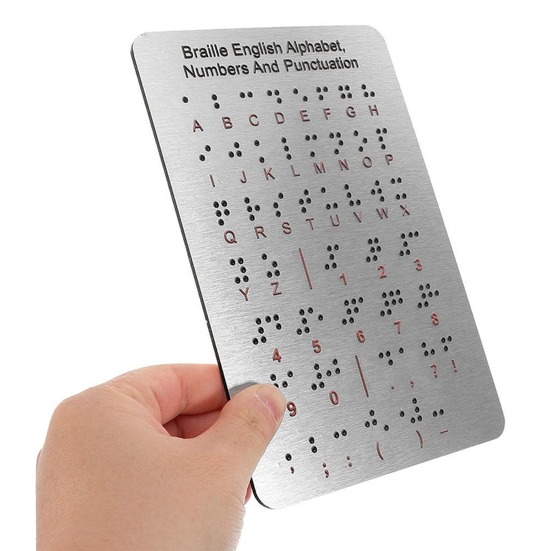 Braille Alphabet Board with Raised Dots Punctuation,Aluminum Letter Fingerboard for Beginners,Portable Braille Teaching Aid,Board Braille Instruction Tool,Visually Impaired Products for Blind People