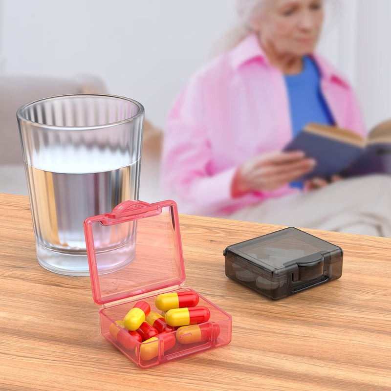 [Australia] - Small Pill Box 4 pcs,Cute Travel Pill Organizer Case Mini Tiny Clear Plastic Storage Containers Portable for Pocket Purse Blue+pink+orange+black 