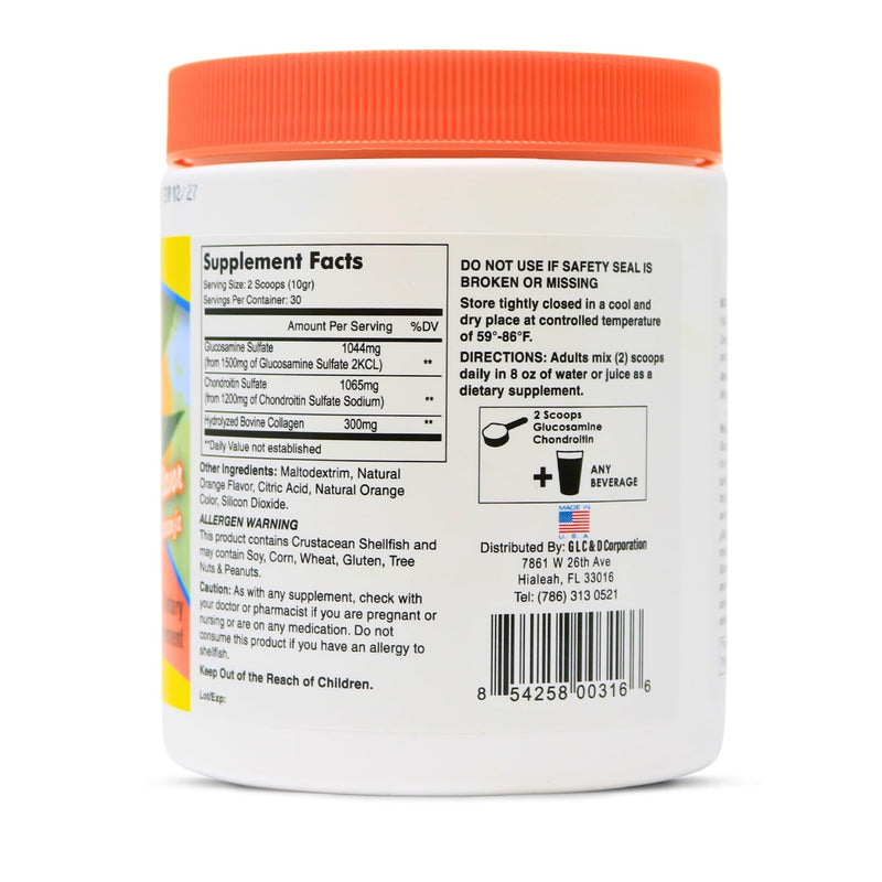 [Australia] - Glucosamine & Chondroitin 1500mg-1200mg with Collagen, Supports Joint Health, Orange Flavor (30.5 Oz/Pack of 1) 