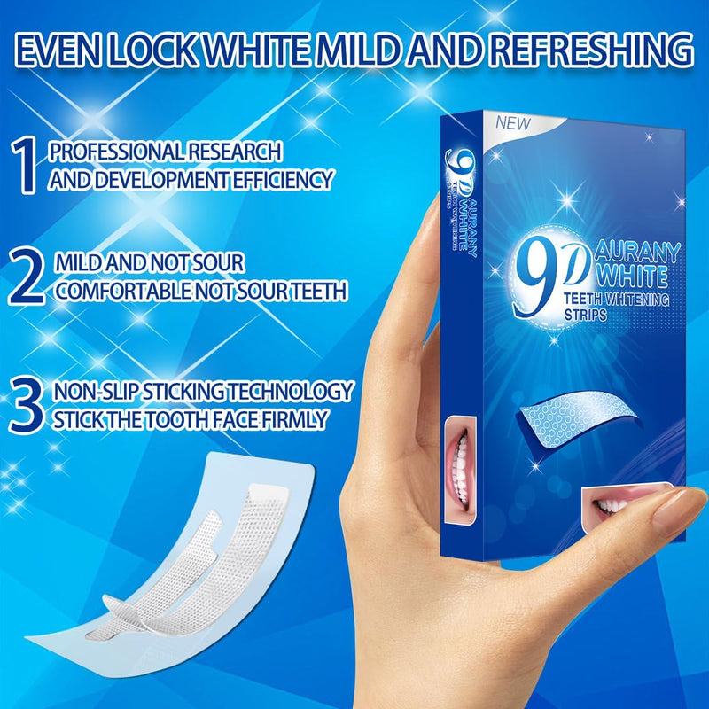 [Australia] - 9D Sensitive Teeth Whitening Strips- Professional Enamel-Safe Formula, Fast Stain Removal for Coffee Drinkers & Smokers, Sensitivity-Free Whitening Kit-14Pairs (28Strips) 1 Count (Pack of 14) 