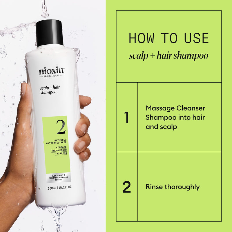 NIOXIN System 2 | Scalp Care | Shampoo | Hair Thickening | For Natural Hair | Scalp Health | For Natural Hair with Progressed Thinning | Cleanse & Boost Hair Density with Niacinamide & Biotin 10.1 Fl Oz (Pack of 1)