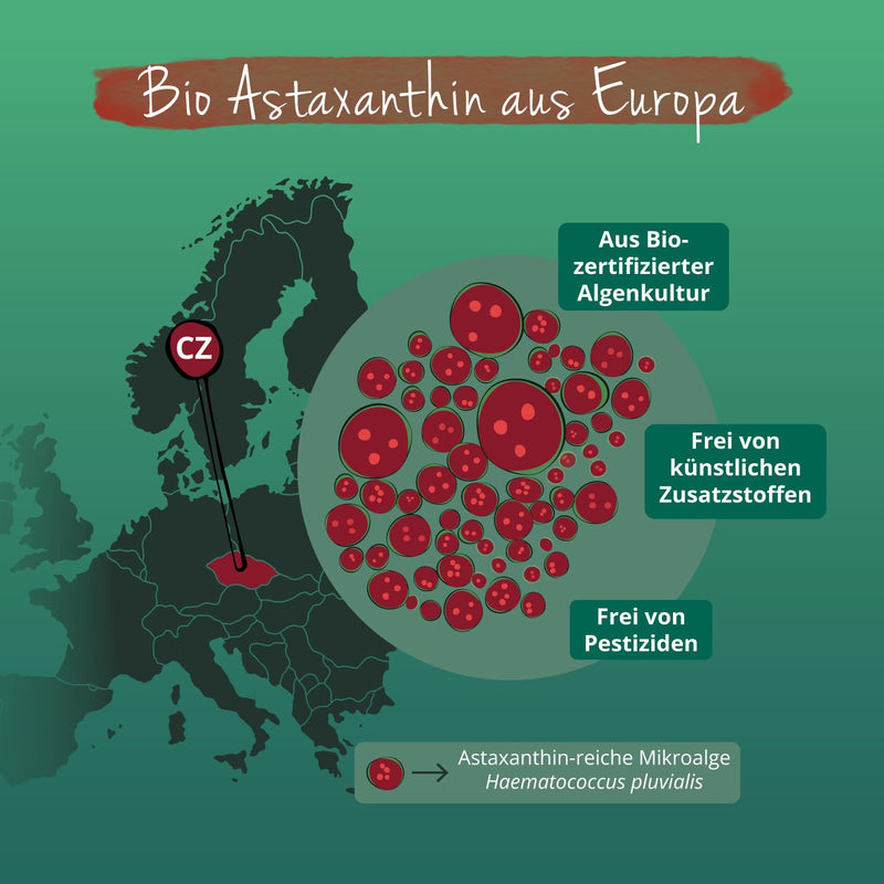 [Australia] - High-dose organic astaxanthin | Natural raw material from the EU – gentle CO2 extraction | Vegan | Algae + olive oil | Laboratory tested | 60 capsules | German production of Vegavero® 