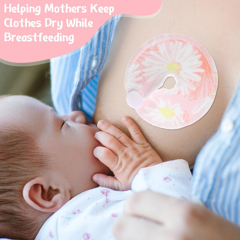 [Australia] - 24 Pieces G Tube Covers Reusable Feeding Button Pads Soft G Tube Button Pads Washable J Tube Covers Nursing Breast Pads for Kid Baby Breastfeeding Care Supplies(Floral) Floral 