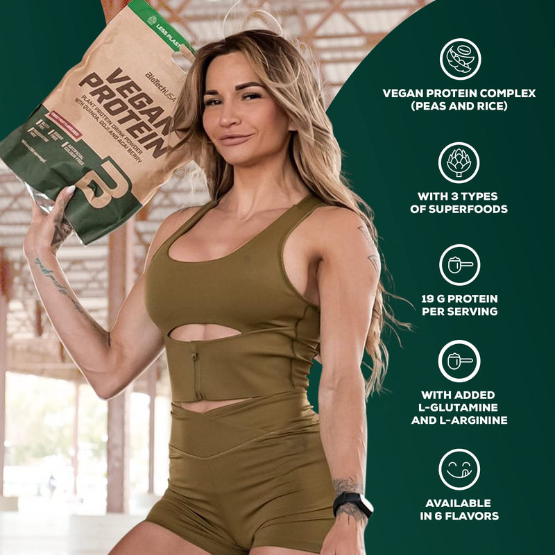 BioTechUSA Vegan Protein | Rice and Pea-Based Shake with Superfoods and Amino Acids | Sugar, Lactose, and Gluten-Free, 500 g, Chocolate-Cinnamon