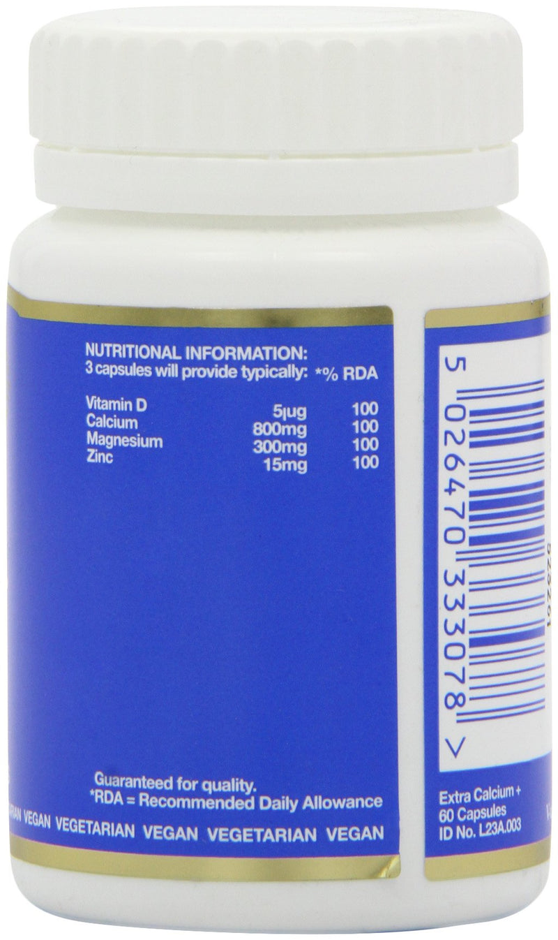 Bio-Health Extra Calcium 800mg Mineral Food Supplement for General Health with Magnesium, Zinc and Vitamin D, Supports the Maintenance of Bones and Teeth, Additive Free, 60 Capsules