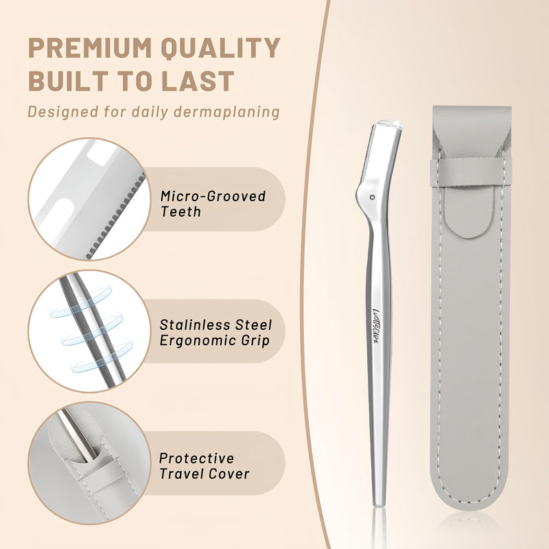 [Australia] - Stainless Steel Eyebrow Razor - Face Razors with Travel Cover & 10 Refill Blades, Eyebrow Brush - Help Exfoliate and Smooth Skin for Eyebrow, Leg, BIKINI, Facial, Beard Remove - S 
