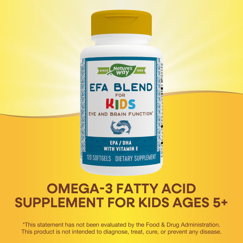 [Australia] - Nature's Way EFA Blend for Kids with vitamin E, Supports Eye and Brain Function*, 120 Softgels 120 Count (Pack of 1) 