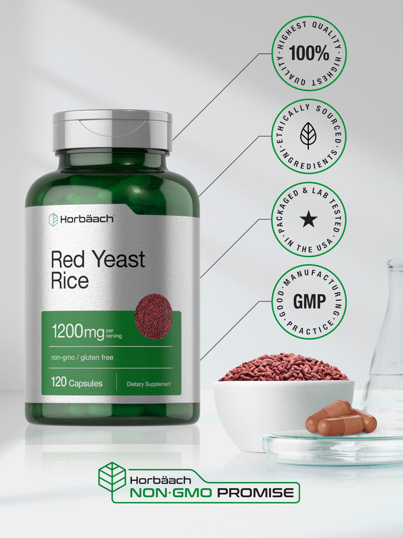 [Australia] - Horb√§ach Red Yeast Rice 1200 mg | 120 Capsules | Non-GMO, Gluten Free Supplement 