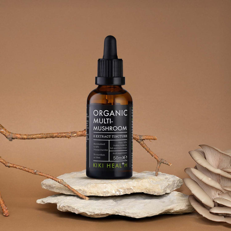 KIKI Health - Organic Multi-Mushroom Extract Tincture - 8 Mushroom Blend for Immune Support, Cognitive Clarity & Stress Resilience - Full-Spectrum Fruit Bodies & Sclerotium - 50ml