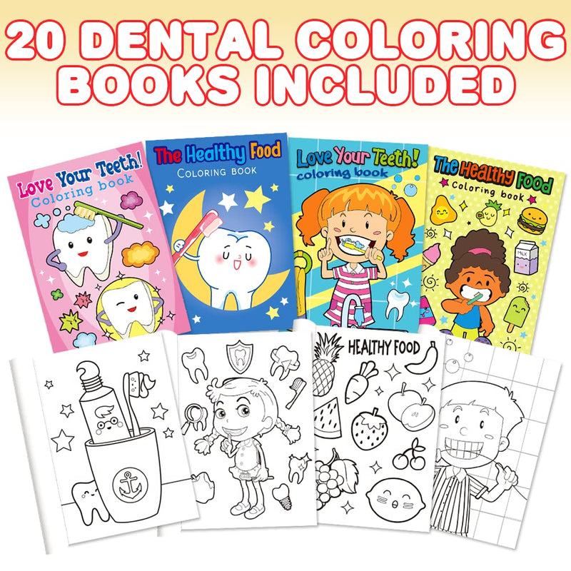 [Australia] - Dental Kids 24‑Pack 5″ × 7″ Mini Dental Coloring & Activity Books – 6 Pages Small Teeth Color Booklets | Classroom & Dental Party Favors, Birthday Goody Bag Gifts, Kids 3+ 