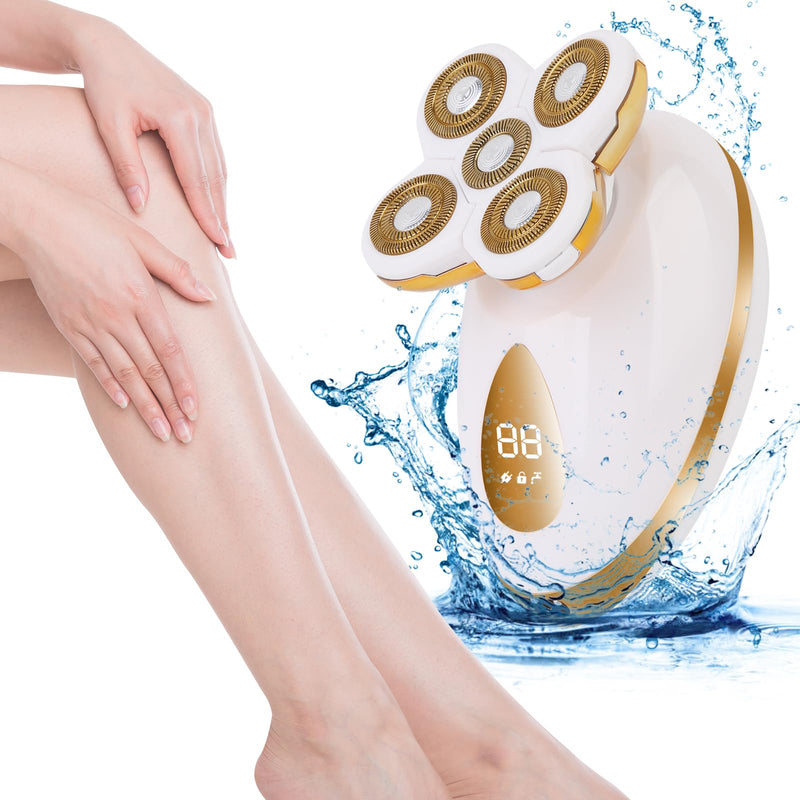 [Australia] - Electric Razors for Women, 5 in 1 Painless Rechargeable Dusk Shaver Womens, Women's Shavers Everything, Lady Leg/Bikini/Face Hair Removal Products, Female Wet Dry Shaving Machine 