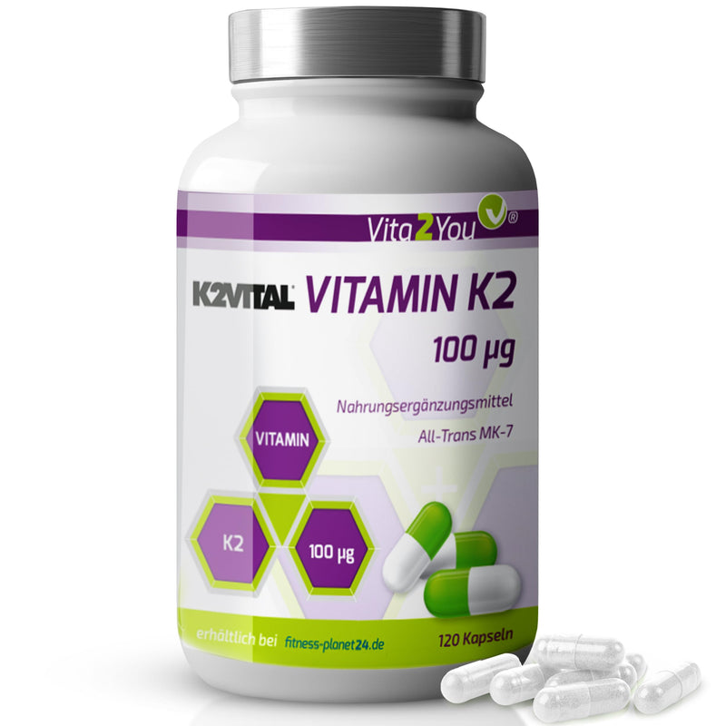 [Australia] - Vita2You Vitamin K2-100µg - 120 capsules - K2VITAL® - MK-7-99.7% All Trans - Premium quality from Kappa - Made in Germany 