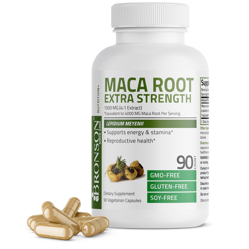 Bronson Maca Root Extra Lepidium Meyenii, Non-GMO, 90 Vegetarian Capsules Unflavoured 90 Count (Pack of 1)