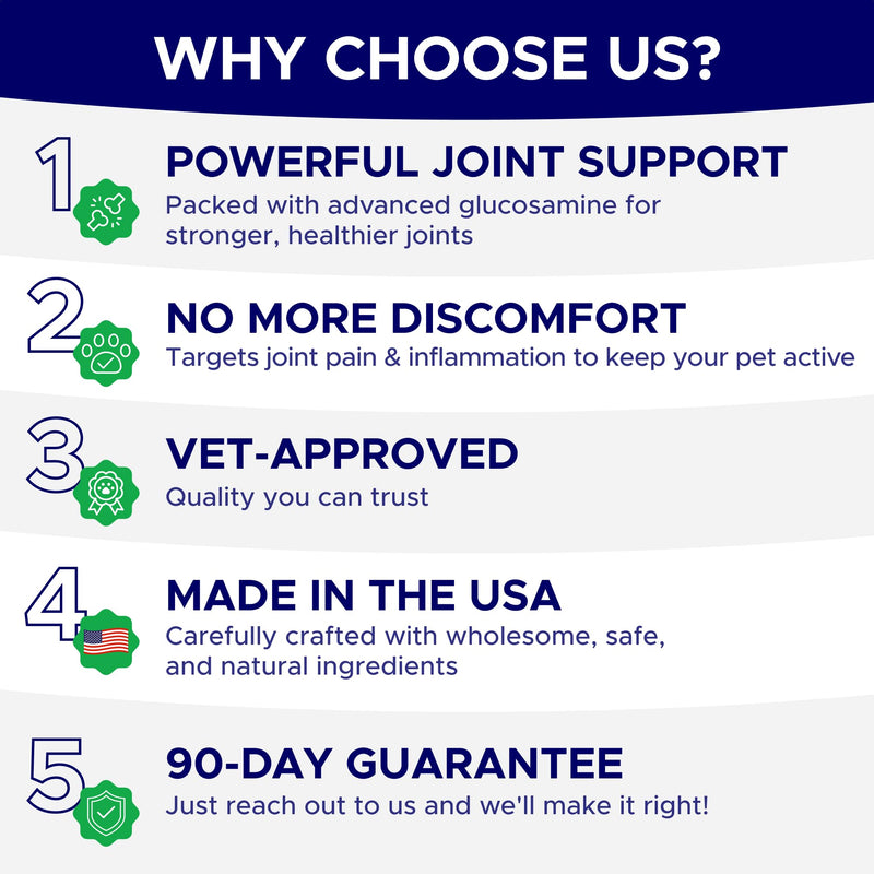 Glucosamine for Dogs Hip & Joint Supplement - Chondroitin, Omega-3, MSM - Joint Health & Pain Relief - Senior & Large Dogs - Made in USA - 120 Mobility Chews 120 Glucosamine Treats - PawsPlanet Australia