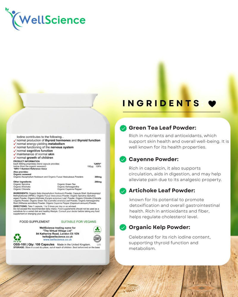 OceanBlend Vitality Capsules - Organic Seaweed Supplement for Thyroid Function, Energy Metabolism & Cognitive Health | Vegan, Iodine-Rich
