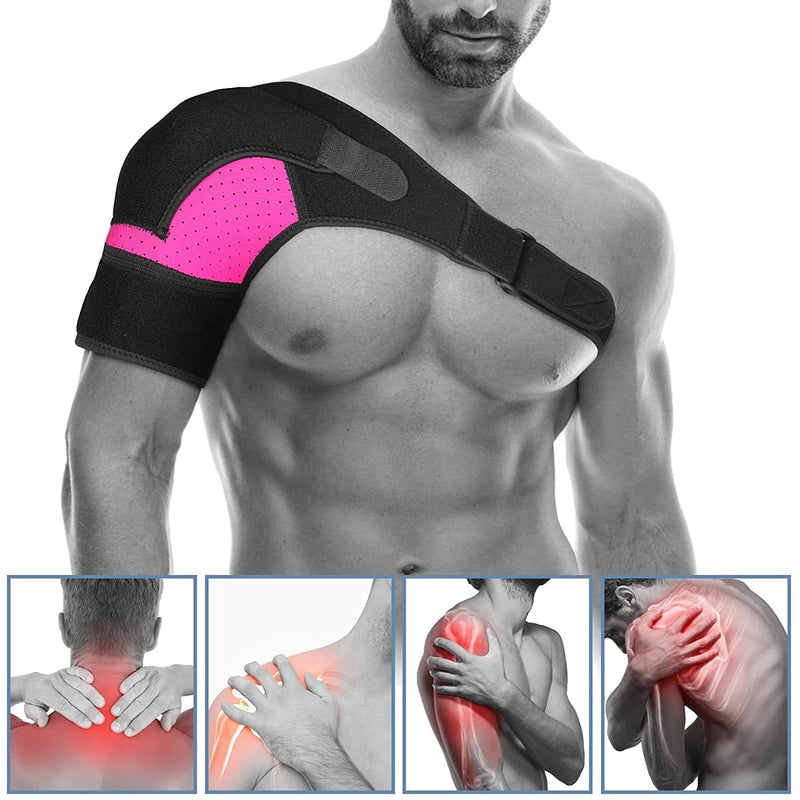 [Australia] - Winyoher Adjustable Shoulder Brace Made of Breathable Neoprene for Stability and Pain Relief for Men and Women, Shoulder Support Gentle Support for Left/Right Pink 