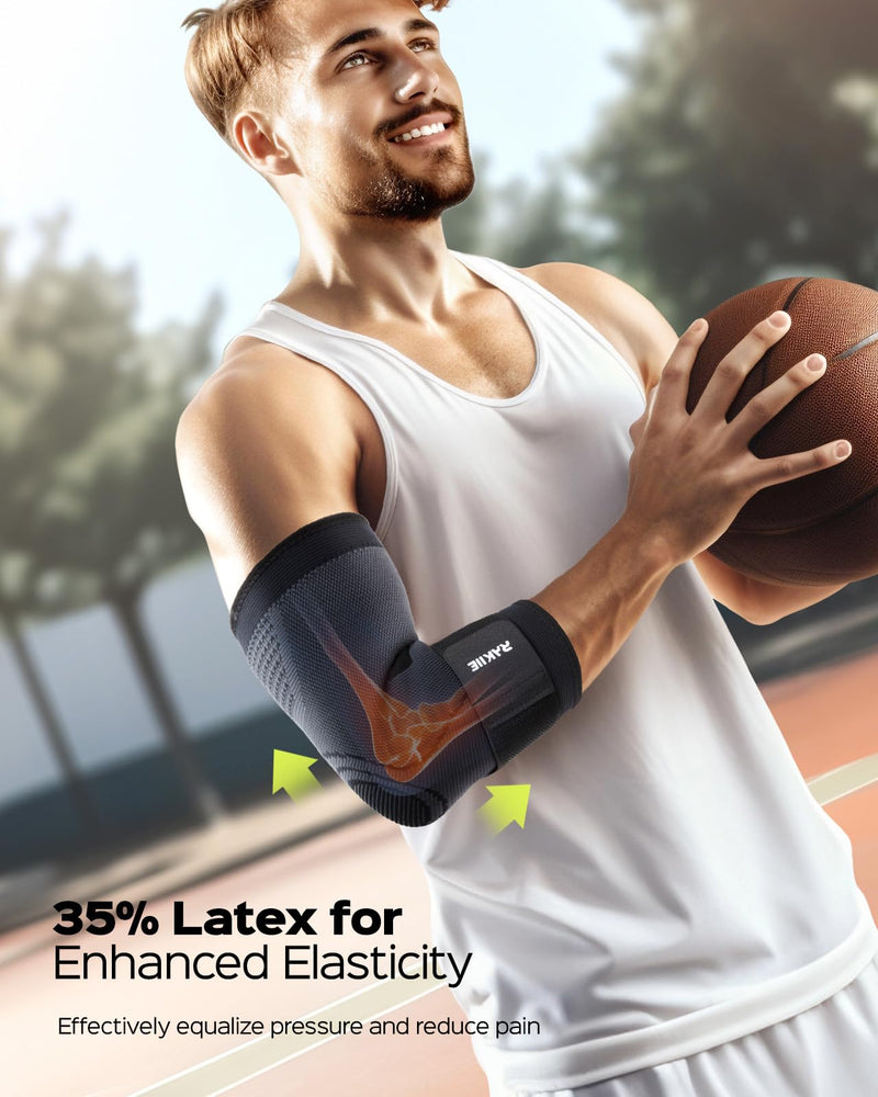 [Australia] - Elbow Support Brace for Men and Women, 2 Pack Elbow Compression Sleeve, Elbow Brace for Tendonitis and Tennis Elbow, Elbow Sleeve Reduce Joint Pain for Tennis, Golfer, Workouts Black (M) Medium 