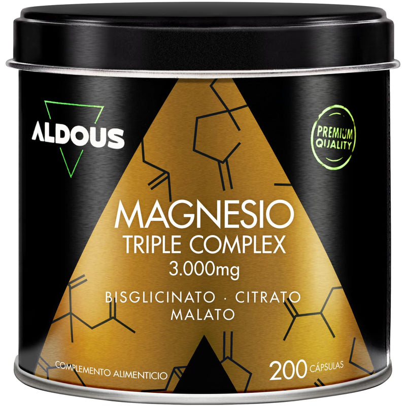 Magnesium Triple Complex – 3000 mg Magnesium – Bisglycinate, Citrate and Malate – 200 Capsules – 422.5 mg Elemental per Serving – High Bioavailability – Performance, Energy, Wellbe