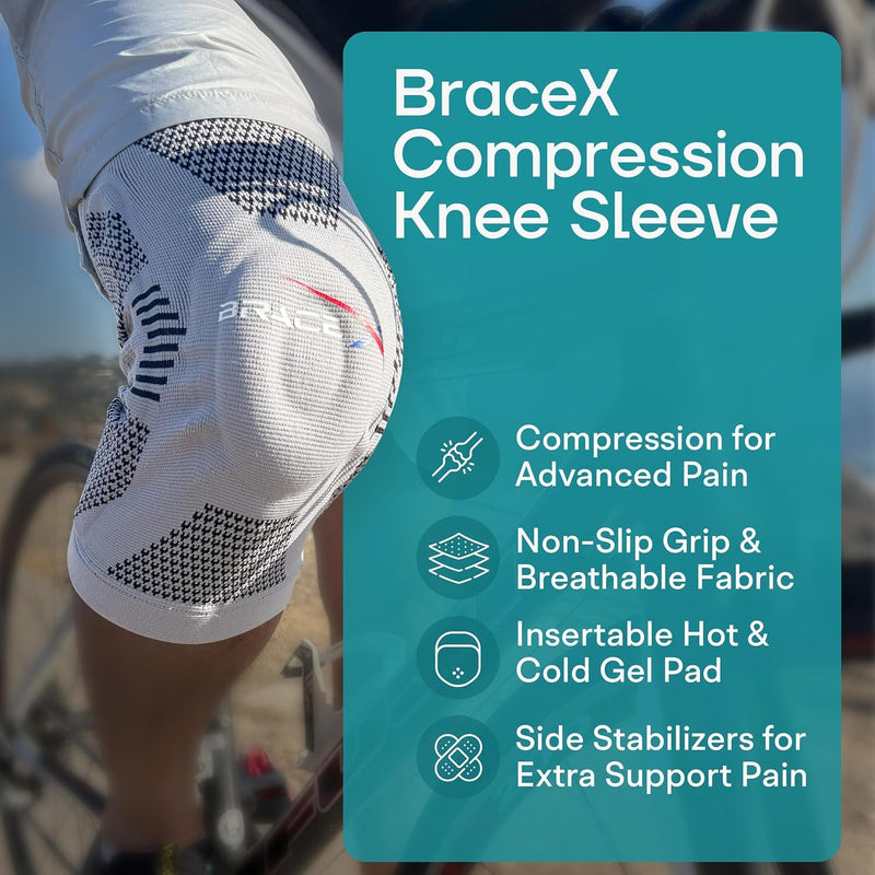 Compression Knee Brace for Men and Women | FSA and HSA approved Patellar Stabilizing Knee Brace for Arthritis Pain, Sprains, Injured Knees, and Sports Injuries | Insertable Hot and Cold Gel Knee Pad Medium