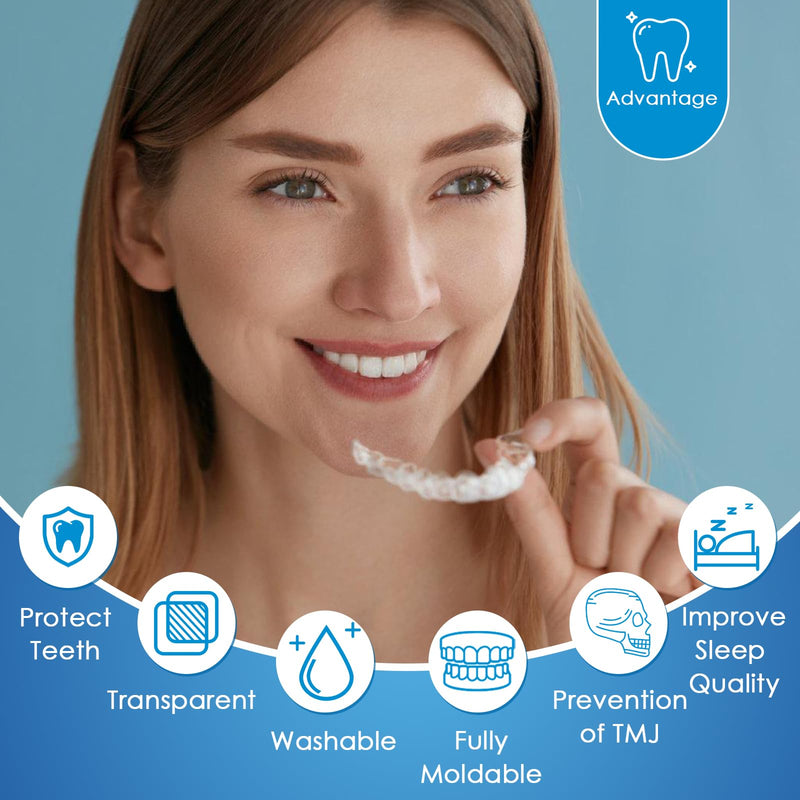 [Australia] - Pack of 4 dental splints for nighttime teeth grinding, bite splint to stop bruxism, improves sleep, transparent braces, against bruxism and teeth grinding No 