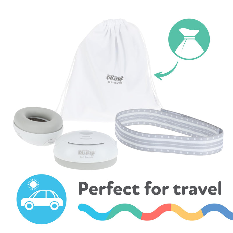 [Australia] - Nuby Soft Sounds Earmuffs - Adjustable Baby Earmuffs - Baby Essentials for Travel - White 
