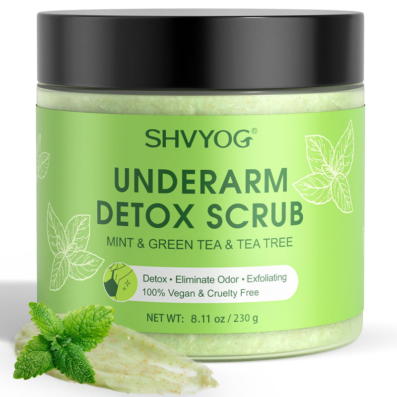 [Australia] - Underarm Detox Scrub, Armpit Detox Green Tea, Mint and Tea Tree Body Deodorant, Natural Dark Armpit Remover for Odors Eliminating and Exfoliating, also for Whole Body & Sensitive Skin, Unisex 8.11 Oz 