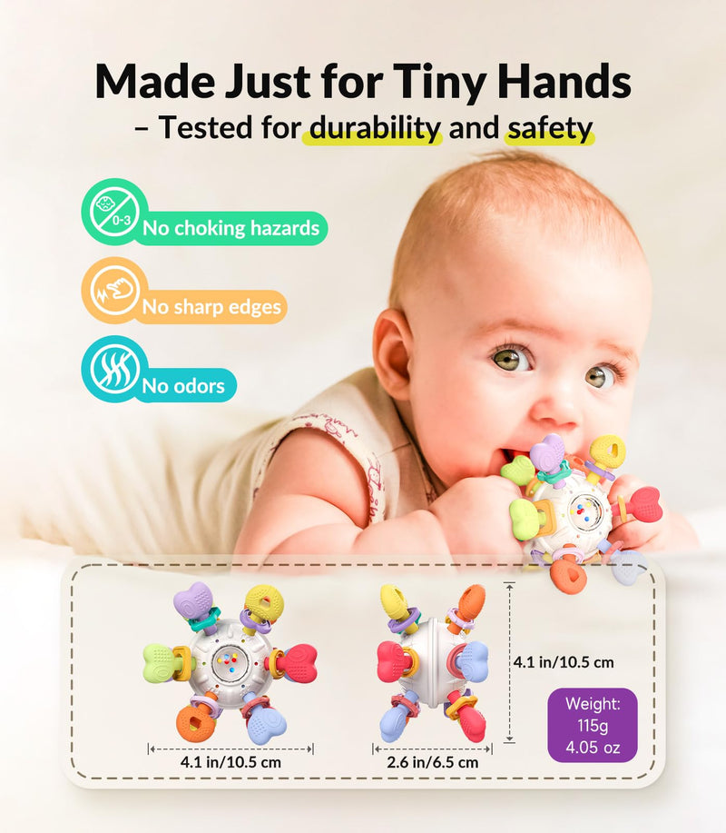 [Australia] - Baby Teething & Rattle Montessori Toys ‚Äì Safe, Multi-Functional BPA-Free Silicone Sensory Learning Teether Toys for Infant 0-12 Months‚ÄìTeething Relief & Fun Play ‚Äì Perfect Baby Gift for Boys & Girls 